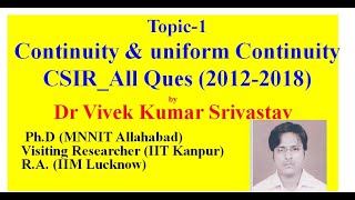 Lec1b Continuity amp Uniform Continuity  CSIRNET Mathematics  Dec 2012 2016 June 2013 2016 [upl. by Solegnave420]