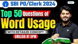 Top 50 Word Usage Questions For SBI POClerk 2024  SBI POClerk English  Vishal Sir [upl. by Ayaladnot106]