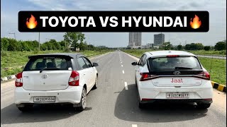 ETIOS LIVA VS HYUNDAI I20 DRAG RACE 🔥 [upl. by Cirdes867]