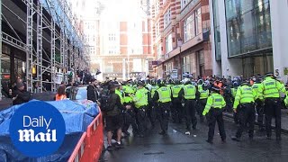 Chaos at Palestine protest in London as police injured [upl. by Elnar497]