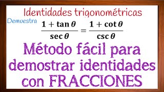 Como resolver identidades trigonométricas con fracciones [upl. by Aliza]