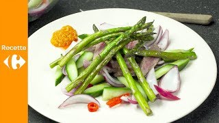 Cuisinez malin Salade de bœuf crudités asperges et pesto Mediterraneo [upl. by Ees603]