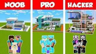 Minecraft NOOB vs PRO vs HACKER SAFEST FAMILY HOUSE BUILD CHALLENGE in Minecraft  Animation [upl. by Buckley]