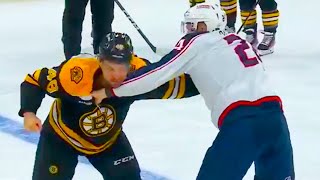 Jeffrey Viel Mathieu Olivier Fight  Columbus Blue Jackets vs Boston Bruins 2024 NHL Highlights [upl. by Eglantine]