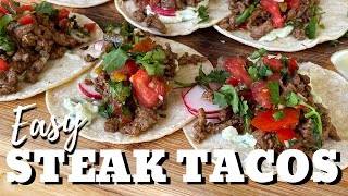 Easy Steak Tacos on the Griddle Flat Top Grill Tacos [upl. by Eiramannod]