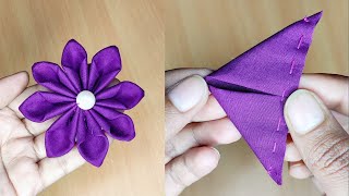 DIY Easy Tricks Fabric Flowers Making  New Design Cloth Flower Making [upl. by Idahs]