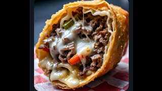 ASMR COOKING How To Make Philly Cheesesteak Egg Rolls 😋 no music no talking [upl. by Nesiaj]