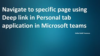 Navigate to specific page in Microsoft teams Tab application using Deep link [upl. by Krid]