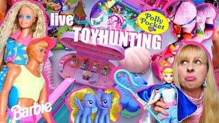 Live flea market TOYHUNTING  80s 90s Polly Pocket Barbie Lil Miss My Little Pony Toy Story [upl. by Gwenny]