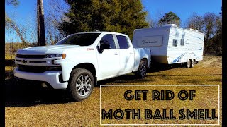 How To Get Rid of Moth Ball Smell Camper Renovation [upl. by Adlesirhc]