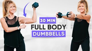 30 Min FULL BODY DUMBBELL WORKOUT To Burn Fat  Best Dumbbell Exercises for Ages 50 [upl. by Samale]