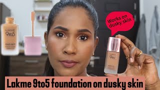 தமிழில் lakme 9 to 5 primermatte foundation c390 on dusky skin detailed review and demo [upl. by Vallery415]