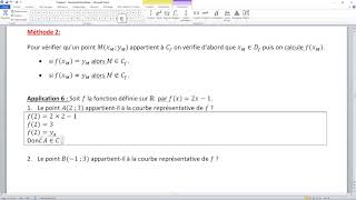 Chapitre 2  Etude de fonctions  Appartenance dun point à une courbe [upl. by Akinajnat]