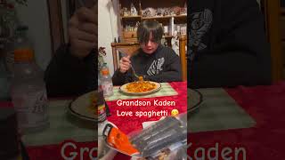 Grandson Kaden eating spaghetti dinner [upl. by Elladine694]