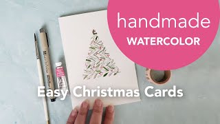 Handmade Watercolor Christmas Card Ideas Easy Tutorial [upl. by Orvil]