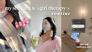 MY SELF CARE ROUTINE girl therapy hacks hair amp skincare everything shower pilates amp journaling [upl. by Dacy519]