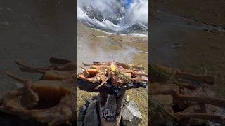 Kütük Ocakta Kuzu Pirzola Pişirme 🏔️🥩  Cooking lamb chops on a wood stove [upl. by Sarena]