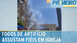 Explosão de fogos em comemoração ao dia de São Francisco assusta fiéis  Primeiro Impacto 051023 [upl. by Brown]