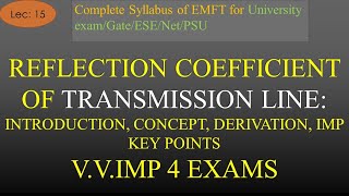 Reflection Coefficient in Transmission Line Concept Derivation Key Points  EMFT  Lec 15 [upl. by Itnahsa]