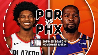 Portland Trail Blazers vs Phoenix Suns Full Game Highlights  Nov 2 2024  202425 NBA Season [upl. by Akisej]