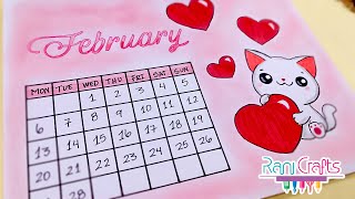 DIY  FEBRUARY Calendar  Bullet journal decoration organization ideas [upl. by Cilo857]