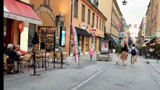 Stockholm Walks Through the city on a summer evening City center Old Town Slussen 4K [upl. by Adias]