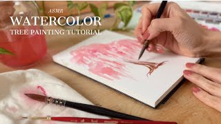 A quiet painting video Watercolor Tree Tutorial [upl. by Elaen]