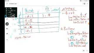 First amp Follow amp LL1 parsing Table  Compiler FCIS 24 [upl. by Yadsendew]