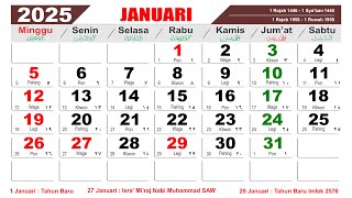 KALENDER TAHUN 2025 LENGKAP DENGAN HARI LIBUR NASIONAL [upl. by Caffrey]