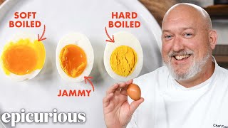 The Secret to Perfect Boiled Eggs Soft Jammy Hard  Epicurious 101 [upl. by Lilak]