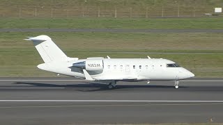 Bombardier Challenger 650 N263JM Takeoff from PDX [upl. by Bentlee419]