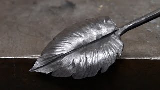 Blacksmithing  Forging a larger decorative leaf [upl. by Nadya]