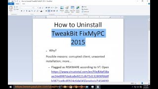 Uninstall TweakBit FixMyPC 2015 Guide [upl. by Attenborough837]