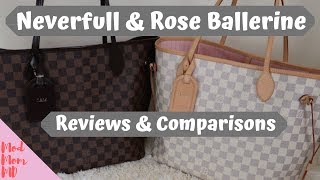 Louis Vuitton Neverfull MM  Rose Ballerine  Reviews amp Comparisons  modmom md [upl. by Eanrahc]