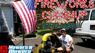 YARDMAN MTD 55HP TECUMSEH SELF PROPELLED VACUUM CHIPPER SHREDDER FIREWORKS CLEANUP ACTION REVIEW [upl. by Eniamrej]