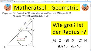 Matherätsel Geometrieaufgabe  Wie groß ist der Radius r  Lösungsvariante reckoner [upl. by Narej]