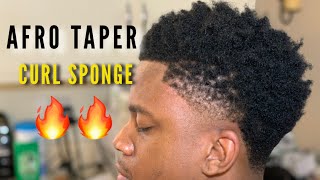 Afro Taper with Curl Sponge  Haircut Tutorial  Garrick Dixon [upl. by Pember899]