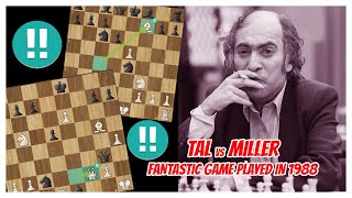 TAL vs MILLER  1988  A fantastic Game with mutual risk and the threat of checkmate [upl. by Eyak]