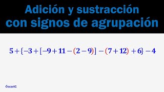 Adición y sustracción de números enteros con signos de agrupación 2 [upl. by Ariamo]