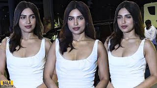 Bhumi Pednekar L00KS Super STUNNING In White Deep Neck at Daldal Movie Wrap up Party [upl. by Nawram]