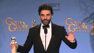 Oscar Isaac Golden Globe Awards Backstage Interview 2016  ScreenSlam [upl. by Santa596]