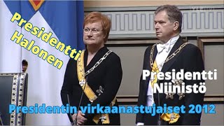 Sauli Niinistö ja Tarja Halonen Presidentin virkaanastujaiset v 2012 Otteita tilaisuudesta [upl. by Ulrikaumeko]