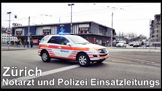 Notarzt Fahrzeug des Notruf 144 und Polizei Einsatzleitung LKW in Zürich Stadt Zürich Schweiz 2020 [upl. by Nora]