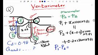 Venturimeter  Hydraulics example 5 [upl. by Richard]