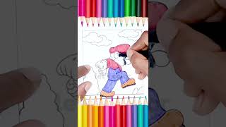 Coloring Videos  Giant Mario shorts coloringbook coloringvideos [upl. by Elleral]