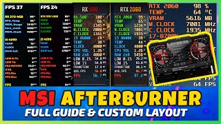 Msi Afterburner Complete Guide amp Custom Layout  How To Show FPS in Games [upl. by Hollister]