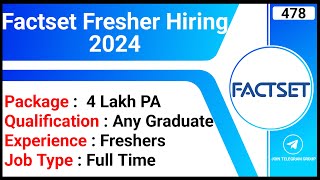 Factset Fresher Hiring 2024  Package 4 Lakh PA  Any Graduate Eligible  Reconciliation Analyst Job [upl. by Kotto]