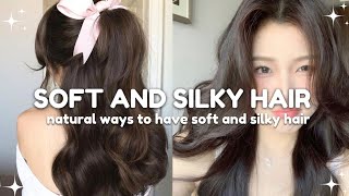 Natural ways to have soft and silky hair✨🎀  Shiny hair tips [upl. by Dalia926]