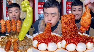 Mukbang food  Eating Spicy Noodle sauce Egg Buckwheat Noodles Chili [upl. by Kcirddec779]