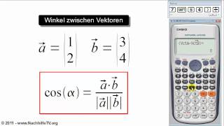 Winkel zwischen zwei Vektoren berechnen mit Taschenrechner [upl. by Isac]